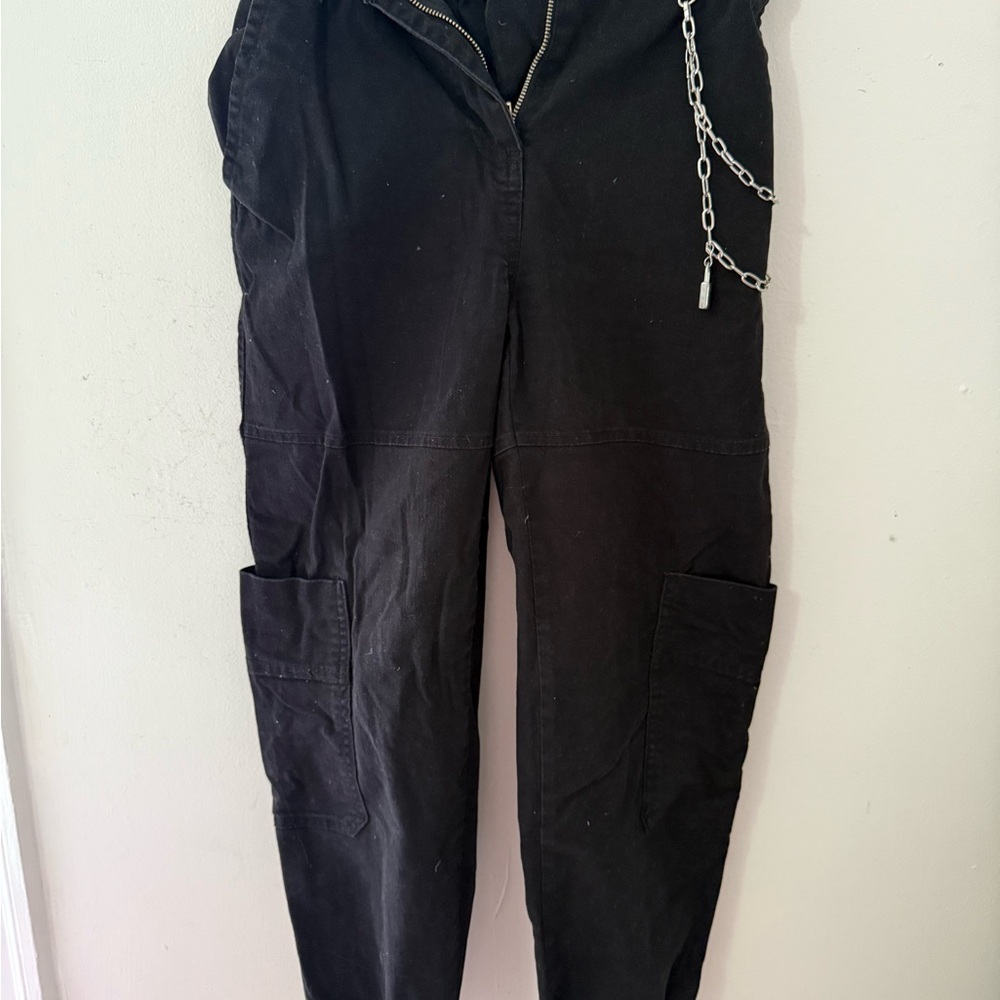 Bershka Black Cargo Pants with Durable Design